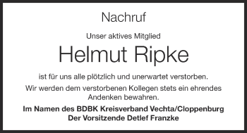 Anzeige von Helmut Ripke von OM-Medien