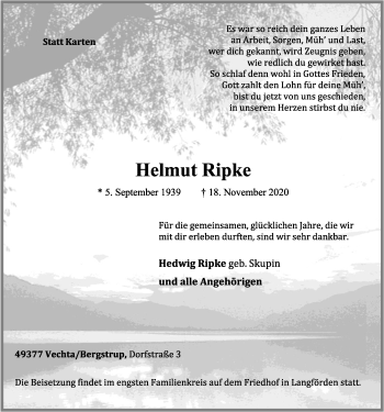 Anzeige von Helmut Ripke von OM-Medien