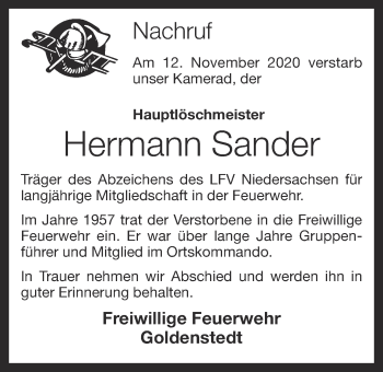 Anzeige von Hermann Sander von OM-Medien