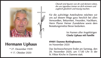 Anzeige von Hermann Uphaus von OM-Medien