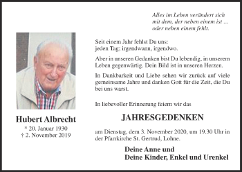 Anzeige von Hubert Albrecht von OM-Medien