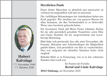 Anzeige von Hubert Kalvelage von OM-Medien