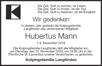 Anzeige von Hubertus Mann von OM-Medien