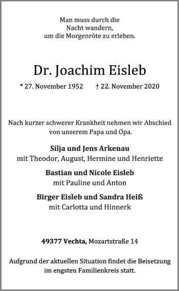 Anzeige von Joachim Eisleb von OM-Medien