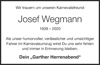 Anzeige von Josef Wegmann von OM-Medien