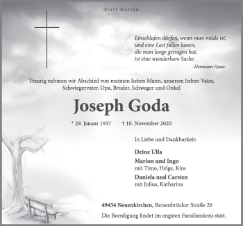 Anzeige von Joseph Goda von OM-Medien