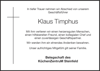Anzeige von Klaus Timphus von OM-Medien