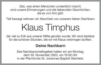 Anzeige von Klaus Timphus von OM-Medien
