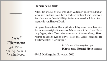 Anzeige von Liestel Hörstmann von OM-Medien