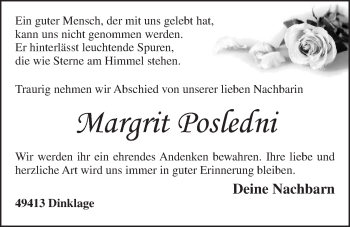 Anzeige von Margrit Posledni von OM-Medien