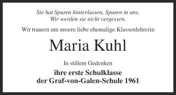 Anzeige von Maria Kuhl von OM-Medien