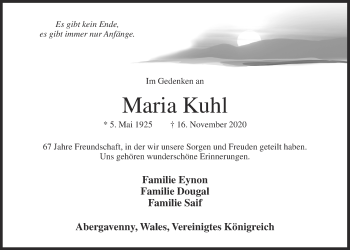 Anzeige von Maria Kuhl von OM-Medien