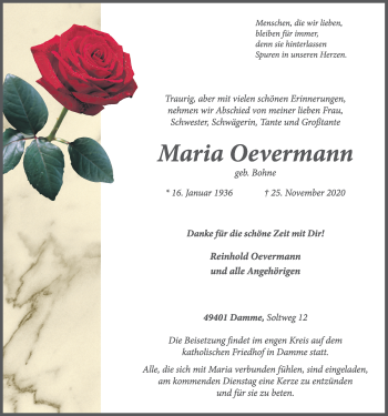 Anzeige von Maria Oevermann von OM-Medien