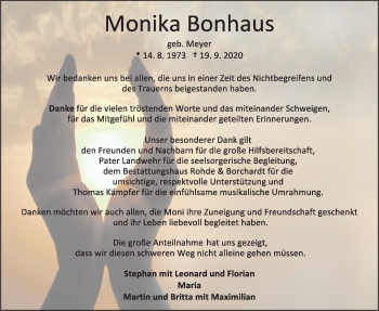 Anzeige von Monika Bonhaus von OM-Medien