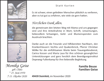 Anzeige von Monika Geise von OM-Medien