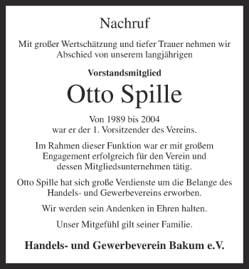 Anzeige von Otto Spille von OM-Medien
