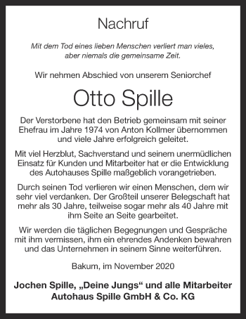 Anzeige von Otto Spille von OM-Medien
