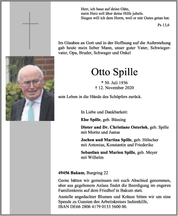 Anzeige von Otto Spille von OM-Medien