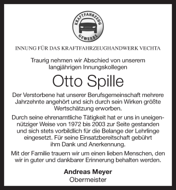 Anzeige von Otto Spille von OM-Medien