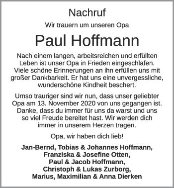 Anzeige von Paul Hoffmann von OM-Medien