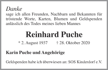 Anzeige von Reinhard Puche von OM-Medien