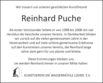 Anzeige von Reinhard Puche von OM-Medien