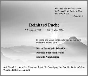 Anzeige von Reinhard Puche von OM-Medien