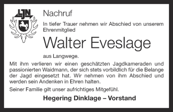 Anzeige von Walter Eveslage von OM-Medien