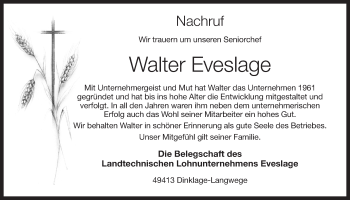 Anzeige von Walter Eveslage von OM-Medien