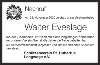 Anzeige von Walter Eveslage von OM-Medien