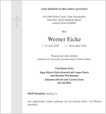 Anzeige von Werner Eicke von OM-Medien