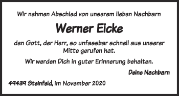 Anzeige von Werner Eicke von OM-Medien