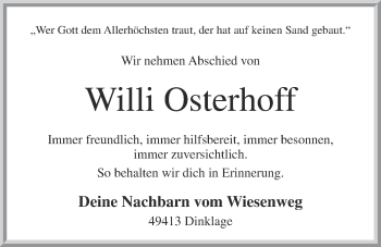 Anzeige von Willi Osterhoff von OM-Medien