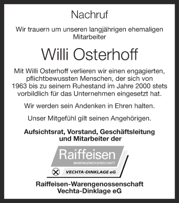 Anzeige von Willi Osterhoff von OM-Medien