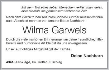 Anzeige von Wilma Garwels von OM-Medien