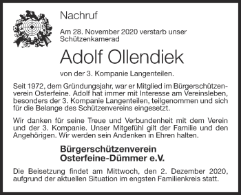 Anzeige von Adolf Ollendiek von OM-Medien