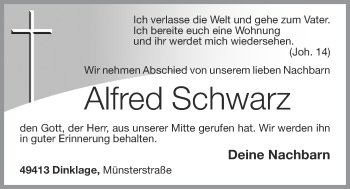 Anzeige von Alfred Schwarz von OM-Medien