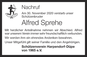 Anzeige von Alfred Sprehe von OM-Medien