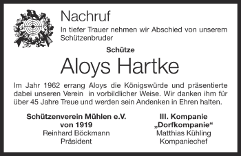 Anzeige von Aloys Hartke von OM-Medien