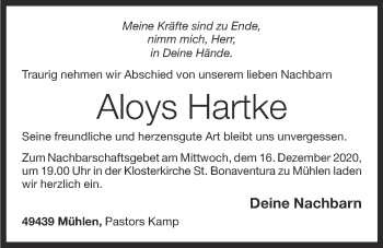 Anzeige von Aloys Hartke von OM-Medien