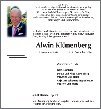Anzeige von Alwin Klünenberg von OM-Medien