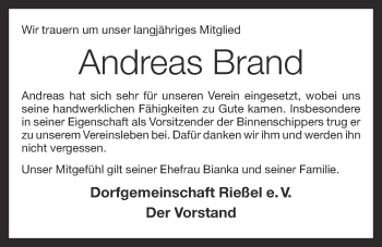 Anzeige von Andreas Brand von OM-Medien