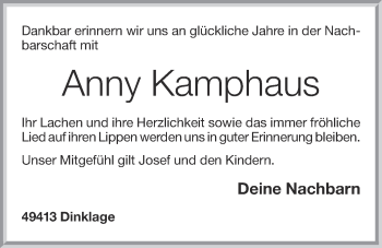 Anzeige von Anny Kamphaus von OM-Medien