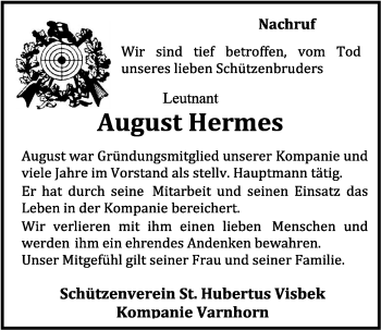 Anzeige von August Hermes von OM-Medien