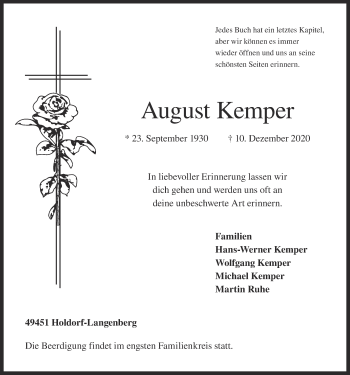 Anzeige von August Kemper von OM-Medien