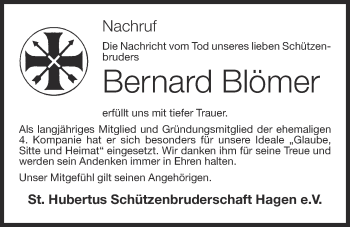 Anzeige von Bernard Blömer von OM-Medien