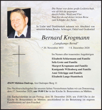Anzeige von Bernard Krogmann von OM-Medien