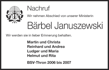 Anzeige von Bärbel Januszewski von OM-Medien