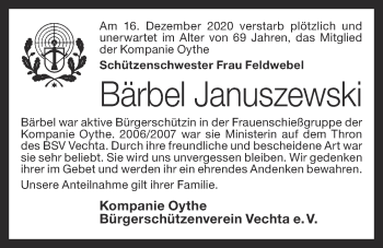 Anzeige von Bärbel Januszewski von OM-Medien