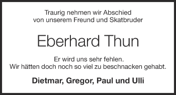Anzeige von Eberhard Thun von OM-Medien